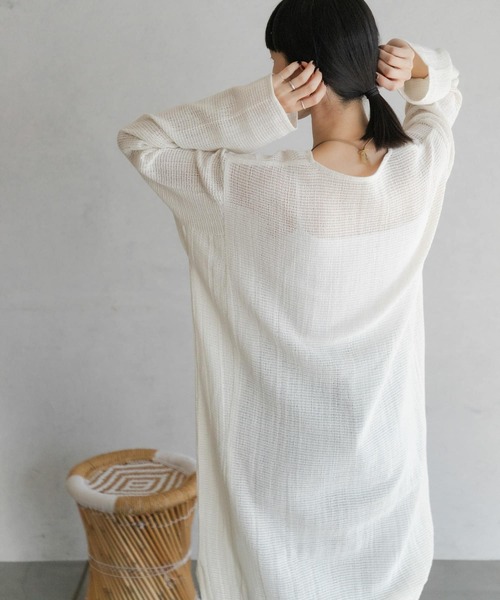 URBAN RESEARCH DOORS（アーバンリサーチドアーズ）の「メッシュワンピース（ワンピース・レディース・ホワイト/ベージュ・MEDIUM）」の7枚目の写真