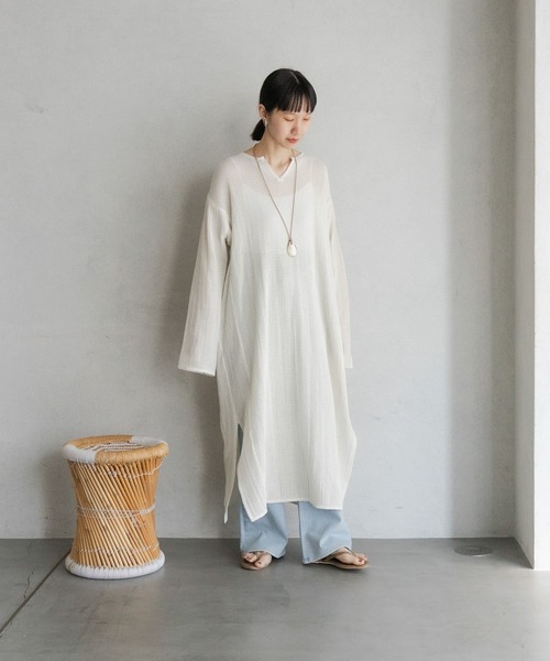 URBAN RESEARCH DOORS（アーバンリサーチドアーズ）の「メッシュワンピース（ワンピース・レディース・ホワイト/ベージュ・MEDIUM）」の14枚目の写真