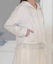 Prima Scherrer（プリマシェレル）の「チュールヘム ボンディング ゆったり パーカー Prima Scherrer plus（パーカー）」