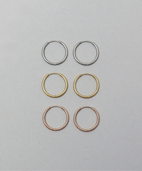 ieLS(イエルズ)の「金属アレルギー対応「ieLS」ステンレス フープピアス(ピアス(両耳用)・メンズ・シルバー/ゴールド/ピンクゴールド・ONE SIZE)」の1枚目の写真