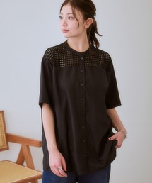 <大きいサイズ> ゆるシルエットヨークレースデザインブラウス