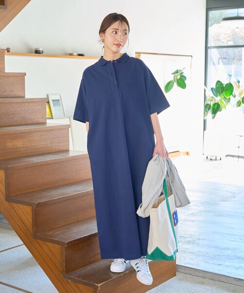 FREAK'S STORE（フリークスストア）の「限定展開　襟付き ポロ 半袖 ワンピース（ワンピース・レディース・ブラック/ネイビー/ライトグレー/ブラウン/グリーン・SMALL/MEDIUM）」の7枚目の写真