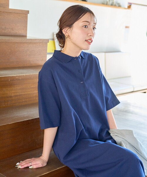 セール】限定展開 襟付き ポロ 半袖 ワンピース（ワンピース