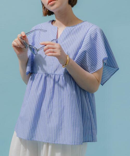 F by ROSSO(エフバイロッソ)の「『UR TECH』F by ROSSO スクエアスリーブブラウス(シャツ/ブラウス・レディース・ミント/ブルー系その他/ネイビー/ピンク/グレー・FREE)」の5枚目の写真