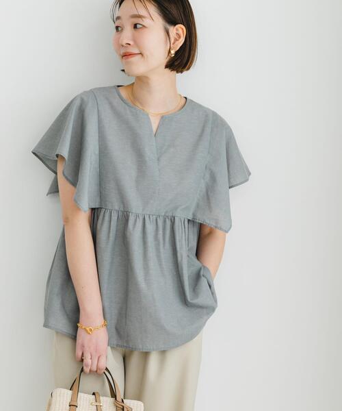 F by ROSSO(エフバイロッソ)の「『UR TECH』F by ROSSO スクエアスリーブブラウス(シャツ/ブラウス・レディース・ミント/ブルー系その他/ネイビー/ピンク/グレー・FREE)」の6枚目の写真