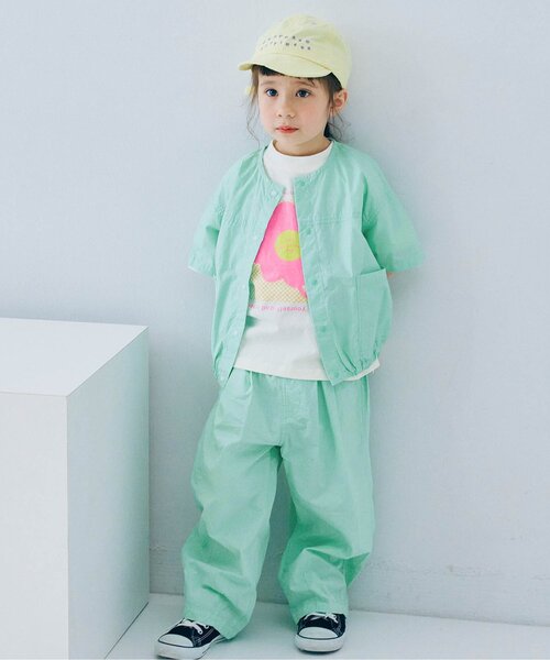 p.premier（ピードットプルミエ）の「【ジュニア対応】カラフルタイプライターワイドタックパンツ（その他パンツ・キッズ・サックスブルー/ブラック/ベージュ/ピンク/レッド・80/90/100/110/120/130/140）」の3枚目の写真