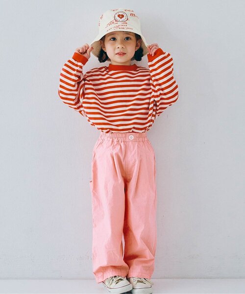 p.premier（ピードットプルミエ）の「【ジュニア対応】カラフルタイプライターワイドタックパンツ（その他パンツ・キッズ・サックスブルー/ブラック/ベージュ/ピンク/レッド・80/90/100/110/120/130/140）」の4枚目の写真