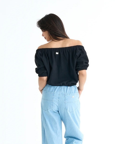 BILLABONG(ビラボン)の「BILLABONG レディース 【CHILLWEAR】 JACQUARD RIB TOPS Tシャツ 【2025年春夏モデル】/ビラボン2WAYデザイン半袖トップス(Tシャツ/カットソー・レディース・オレンジ系その他/アイボリー/ブラック・MEDIUM)」の11枚目の写真