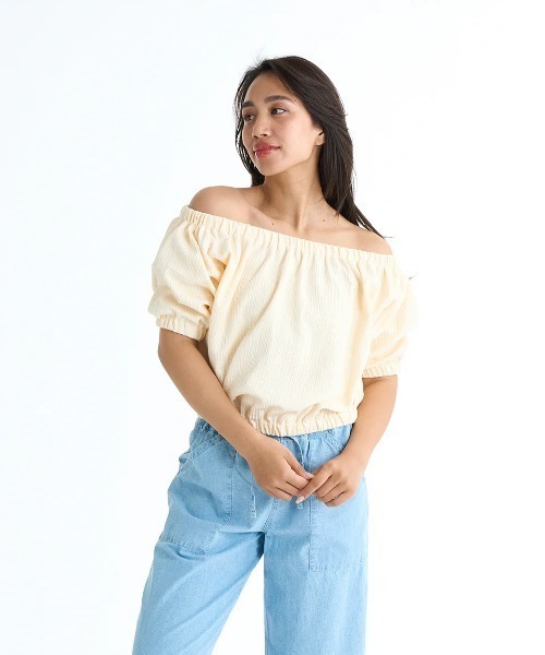 BILLABONG(ビラボン)の「BILLABONG レディース 【CHILLWEAR】 JACQUARD RIB TOPS Tシャツ 【2025年春夏モデル】/ビラボン2WAYデザイン半袖トップス(Tシャツ/カットソー・レディース・オレンジ系その他/アイボリー/ブラック・MEDIUM)」の15枚目の写真