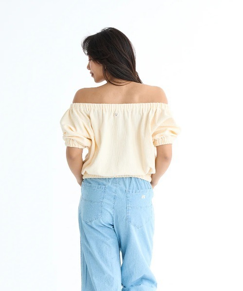 BILLABONG(ビラボン)の「BILLABONG レディース 【CHILLWEAR】 JACQUARD RIB TOPS Tシャツ 【2025年春夏モデル】/ビラボン2WAYデザイン半袖トップス(Tシャツ/カットソー・レディース・オレンジ系その他/アイボリー/ブラック・MEDIUM)」の14枚目の写真