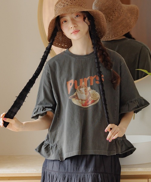 2025年レディースファッション福袋 セール】フリルアソートキャットTシャツ（Tシャツ/カットソー トップス