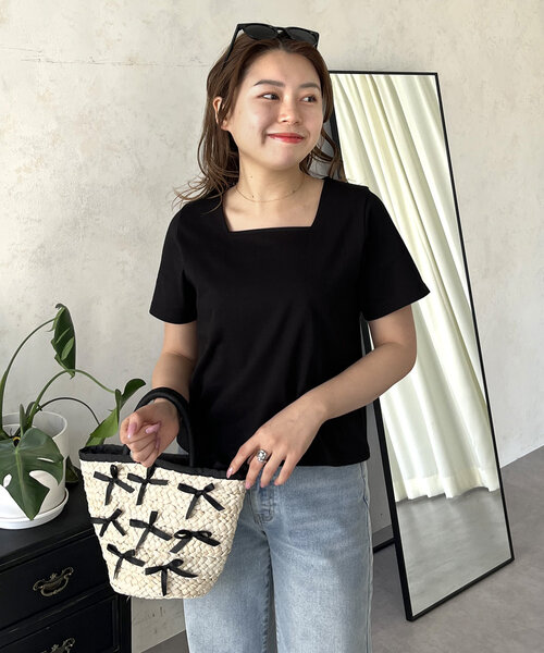 MOMO】接触冷感スクエアネックTシャツ（Tシャツ/カットソー）｜prose