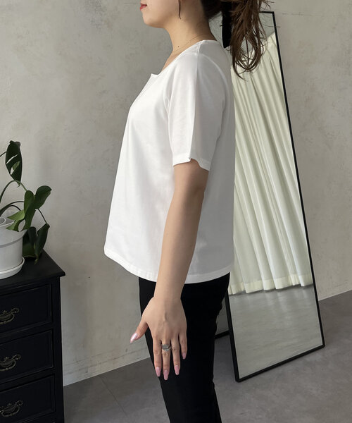 prose verse（プロズヴェール）の「【MOMO】接触冷感スクエアネックTシャツ（Tシャツ/カットソー・レディース・ブラック/オフホワイト・LARGE/MEDIUM）」の11枚目の写真