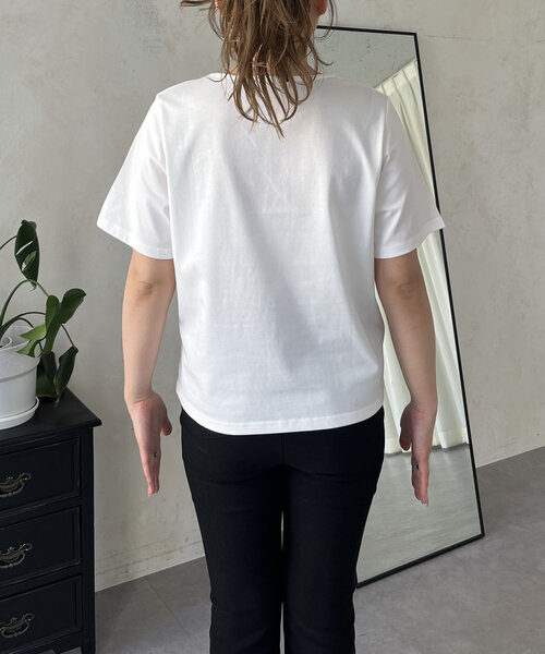 prose verse（プロズヴェール）の「【MOMO】接触冷感スクエアネックTシャツ（Tシャツ/カットソー・レディース・ブラック/オフホワイト・LARGE/MEDIUM）」の12枚目の写真