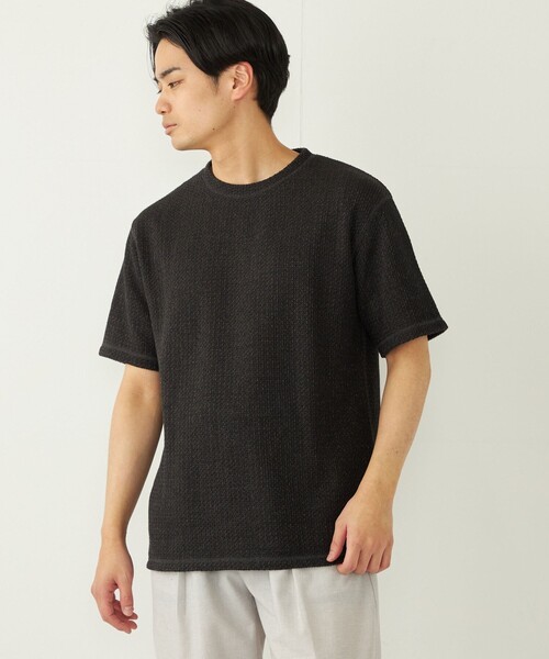 SHIPS Colors（シップス カラーズ）の「SHIPS Colors:〈洗濯機可能〉ローゲージ カノコ TEE◇（Tシャツ/カットソー・メンズ・グレー/ライトホワイト/ブラック・MEDIUM/LARGE/X-LARGE）」の2枚目の写真