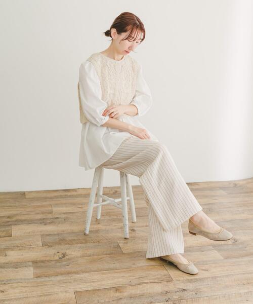 ITEMS URBANRESEARCH（アイテムズ アーバンリサーチ）の「ストライプイージーパンツ（その他パンツ・レディース・ライトベージュ/ブラウン・FREE）」の8枚目の写真