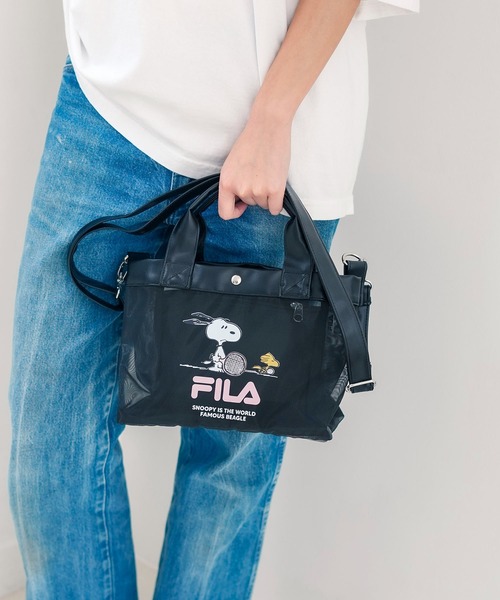 FILA(フィラ)の「【FILA/フィラ ×PEANUTS/ピーナッツ】メッシュミニトートバッグ 2WAY(トートバッグ・レディース・アイボリー/シルバー/ブラック・FREE)」の1枚目の写真
