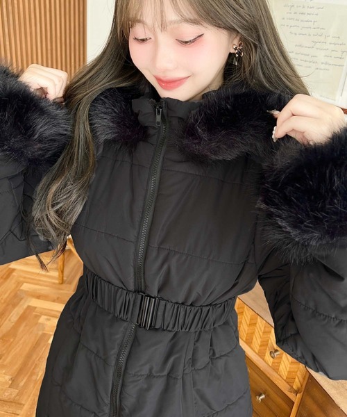 INÉD ファー付きブラックダウンジャケット　プーマダウンコート　２点セット DearMyLove ダウンコート ダウンジャケット ファー付きハートスタッズ