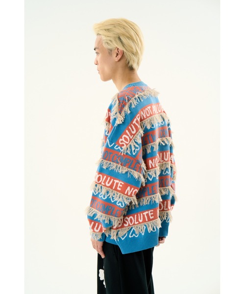 24AW ディスカバード 日本製 ローゲージ ドッキング オーバーサイズ ニット CRAZY BORDER KNIT（ニット/セーター）｜DISCOVERED（ディスカバード