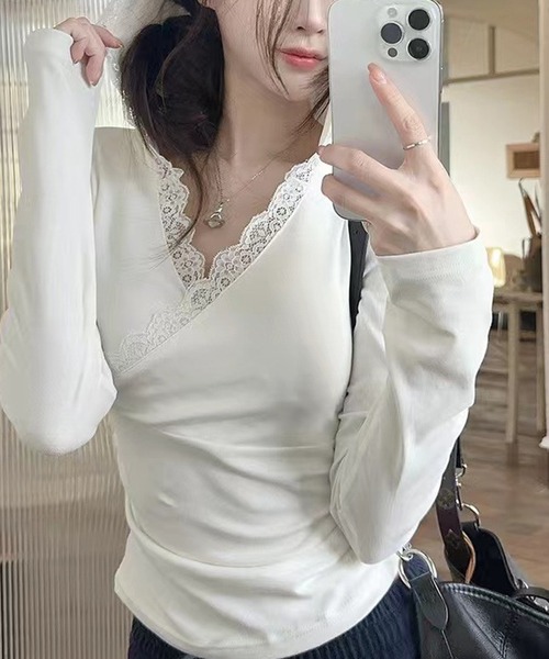 CERCA（チェルカ）の「【 MEMECLE / メメクル 】レースフード付きTシャツ（Tシャツ/カットソー・レディース・ホワイト/グレー・S/M/L）」の3枚目の写真