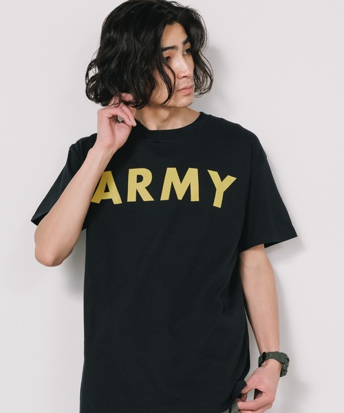 ROOPTOKYO(ループトウキョウ)の「ARMY LOGO CORE TEE 半袖Tシャツ メンズ 夏物 夏服(Tシャツ/カットソー・メンズ・ブラック×ゴールド/グリーン/ブラック・L/XL/M)」の2枚目の写真