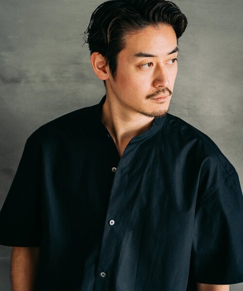 THOMAS MASON/トーマスメイソン バンドカラーシャツ THOMAS MASON (トーマスメイソン) オーバーサイズ 半袖バンド
