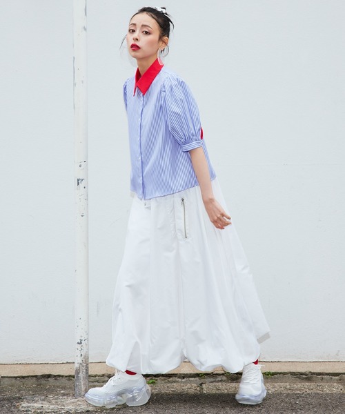 Narcissus（ナルシス）の「【Narcissus】ストライプパフブラウス（シャツ/ブラウス・レディース・ブルー/ホワイト・FREE）」の8枚目の写真