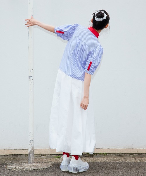 Narcissus（ナルシス）の「【Narcissus】ストライプパフブラウス（シャツ/ブラウス・レディース・ブルー/ホワイト・FREE）」の7枚目の写真