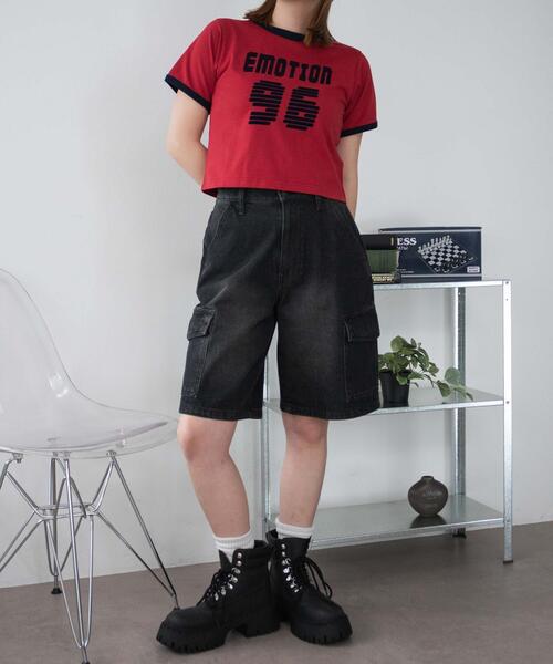 WEGO（ウィゴー）の「WEGO/ナンバリングリンガーチビT（Tシャツ/カットソー・レディース・レッド/ホワイト/ネイビー・FREE）」の12枚目の写真