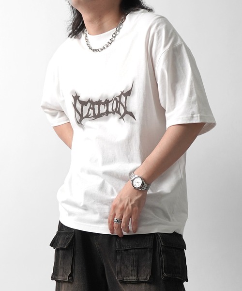 ILL'S（イルズ）の「ボックスシルエット グランジ風 Y2Kモチーフ 韓国風 バックプリント メンズ レディース（Tシャツ/カットソー・メンズ・グレー系/ブラック系その他/ホワイト系その他/ブラック/チャコールグレー/ホワイト・L/M）」の19枚目の写真
