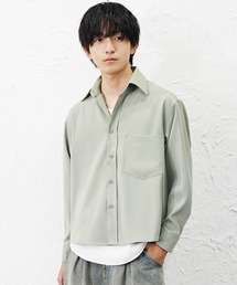 【MinoriTY】エアリードレープショート丈ロングレギュラーカラーシャツ メンズ 短丈 オープンカラーシャツ 春シャツ 春服
