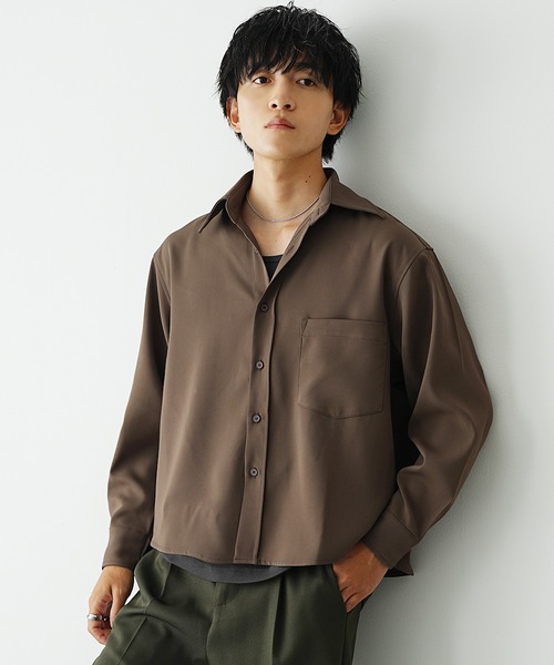 MinoriTY（マイノリティ）の「【MinoriTY】エアリードレープショート丈ロングレギュラーカラーシャツ メンズ 短丈 オープンカラーシャツ 春シャツ 春服（シャツ/ブラウス・メンズ・ホワイト/ブルー/チャコール/モカ・S/M/L）」の4枚目の写真