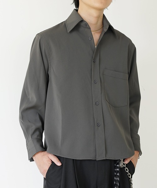 MinoriTY（マイノリティ）の「【MinoriTY】エアリードレープショート丈ロングレギュラーカラーシャツ メンズ 短丈 オープンカラーシャツ 春シャツ 春服（シャツ/ブラウス・メンズ・ホワイト/ブルー/チャコール/モカ・S/M/L）」の22枚目の写真