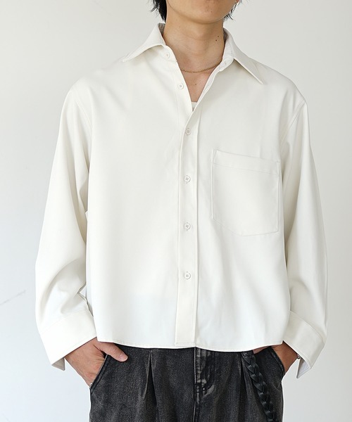 MinoriTY（マイノリティ）の「【MinoriTY】エアリードレープショート丈ロングレギュラーカラーシャツ メンズ 短丈 オープンカラーシャツ 春シャツ 春服（シャツ/ブラウス・メンズ・ホワイト/ブルー/チャコール/モカ・S/M/L）」の6枚目の写真