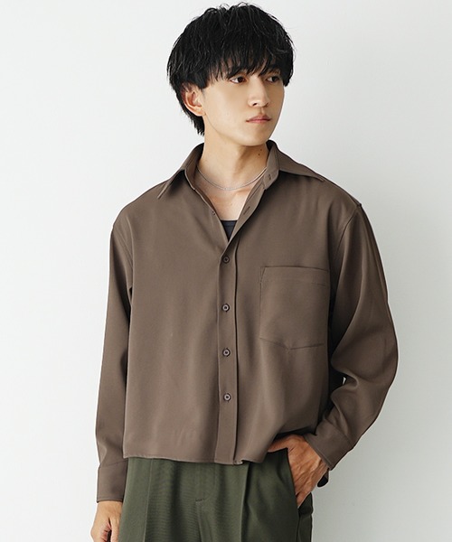 MinoriTY】エアリードレープショート丈ロングレギュラーカラーシャツ