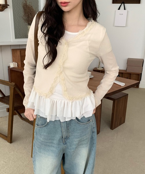 サマーレースリブカーディガン（カーディガン/ボレロ）｜by muni:r