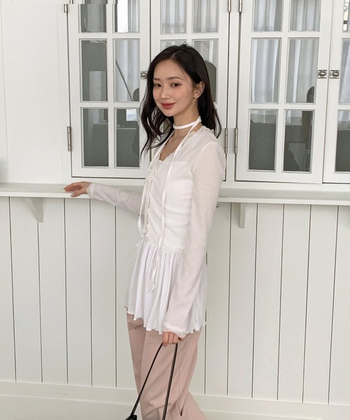 セール】サマーレースリブカーディガン（カーディガン/ボレロ）｜by