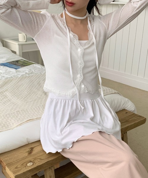 セール】サマーレースリブカーディガン（カーディガン/ボレロ）｜by