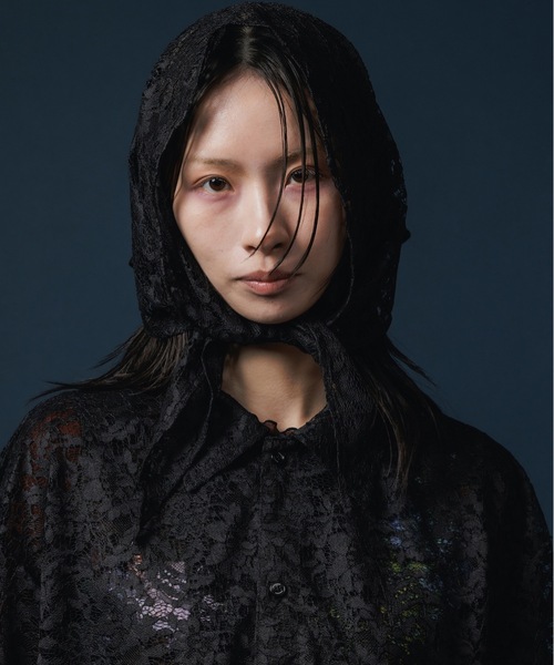 NON TOKYO(ノントーキョー)の「LACE HALF SLEEVE SHIRT & LACE SCARF(Tシャツ/カットソー・レディース・ブラック/ホワイト×グリーン/チェック・FREE)」の16枚目の写真