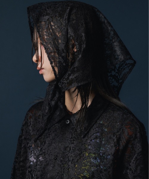 NON TOKYO(ノントーキョー)の「LACE HALF SLEEVE SHIRT & LACE SCARF(Tシャツ/カットソー・レディース・ブラック/ホワイト×グリーン/チェック・FREE)」の17枚目の写真