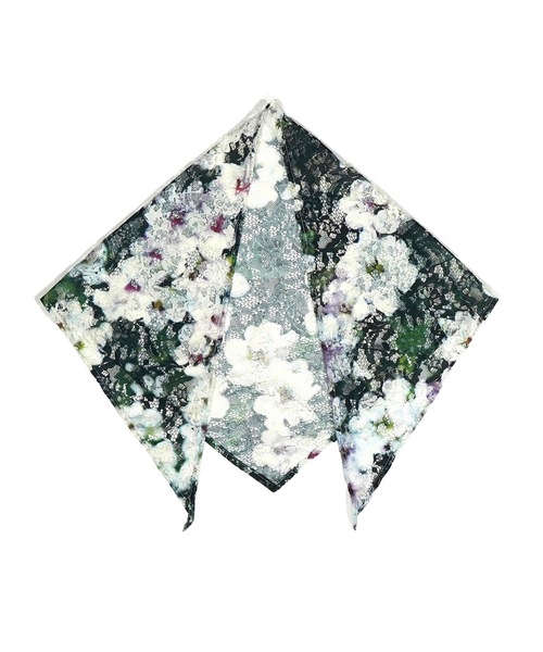 NON TOKYO(ノントーキョー)の「LACE HALF SLEEVE SHIRT & LACE SCARF(Tシャツ/カットソー・レディース・ブラック/ホワイト×グリーン/チェック・FREE)」の4枚目の写真