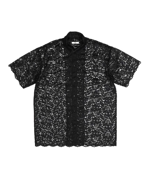 NON TOKYO(ノントーキョー)の「LACE HALF SLEEVE SHIRT & LACE SCARF(Tシャツ/カットソー・レディース・ブラック/ホワイト×グリーン/チェック・FREE)」の5枚目の写真