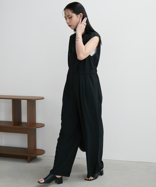 パメオポーズ　セーラーカラー　オールインワン　ノースリーブ　ブラック パメオポーズセーラーカラーオールインワンノースリーブブラック