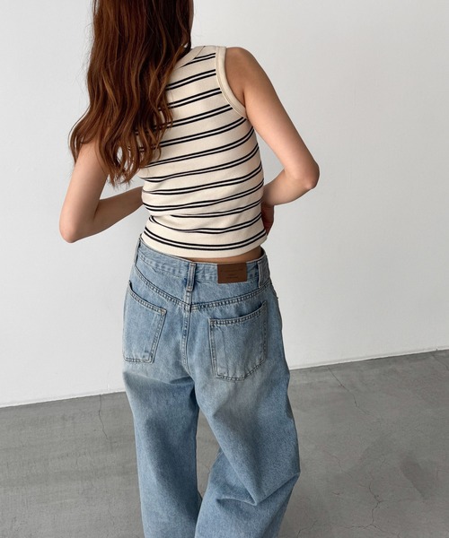 CANAL JEAN（キャナルジーン）の「El mar　ボーダーヘンリータンクトップ（タンクトップ・レディース・ネイビー/ベージュ・ONE SIZE）」の7枚目の写真