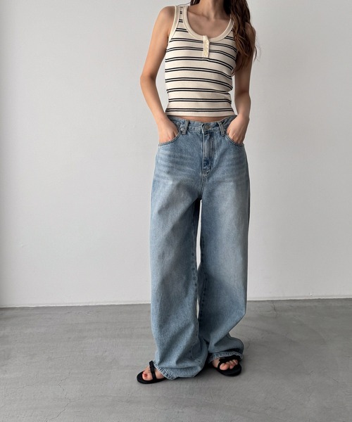 CANAL JEAN（キャナルジーン）の「El mar　ボーダーヘンリータンクトップ（タンクトップ・レディース・ネイビー/ベージュ・ONE SIZE）」の8枚目の写真