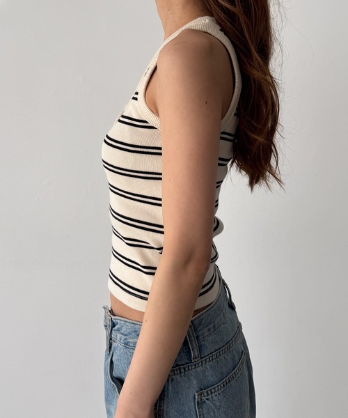 CANAL JEAN（キャナルジーン）の「El mar　ボーダーヘンリータンクトップ（タンクトップ・レディース・ネイビー/ベージュ・ONE SIZE）」の10枚目の写真