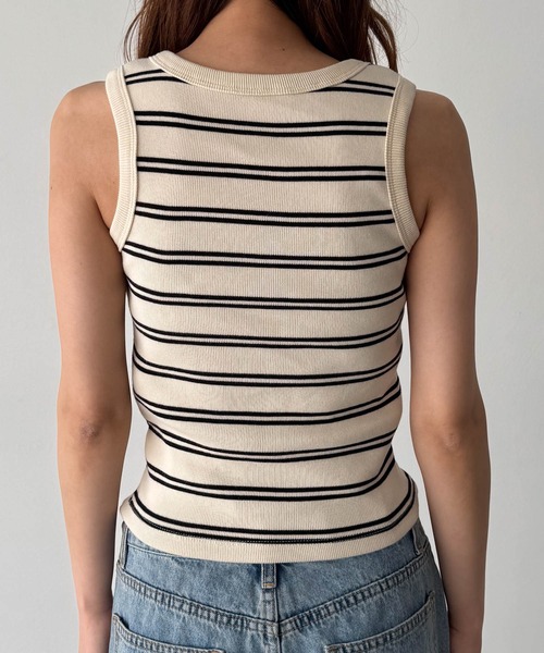 CANAL JEAN（キャナルジーン）の「El mar　ボーダーヘンリータンクトップ（タンクトップ・レディース・ネイビー/ベージュ・ONE SIZE）」の11枚目の写真