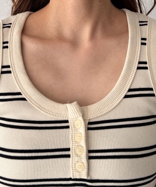 CANAL JEAN（キャナルジーン）の「El mar　ボーダーヘンリータンクトップ（タンクトップ・レディース・ネイビー/ベージュ・ONE SIZE）」の12枚目の写真