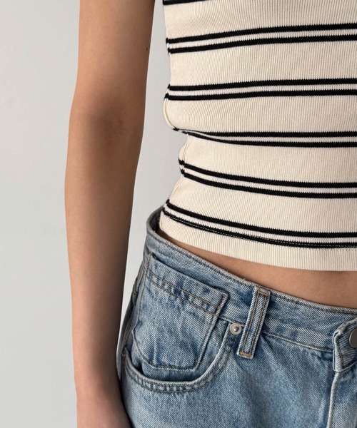 CANAL JEAN（キャナルジーン）の「El mar　ボーダーヘンリータンクトップ（タンクトップ・レディース・ネイビー/ベージュ・ONE SIZE）」の13枚目の写真