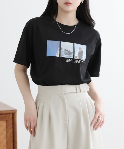 SUNFLOWER EIGHT(サンフラワーエイト)の「プリントTシャツ(Tシャツ/カットソー・レディース・ホワイト系その他/ホワイト系その他3/ブラック系その他2/ホワイト系その他2/ブラック系その他/ブラック系その他3・M)」の2枚目の写真